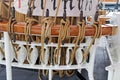 The three masted Palinuro, a historic Italian Navy training barquentine, moored in the Gaeta port. Royalty Free Stock Photo